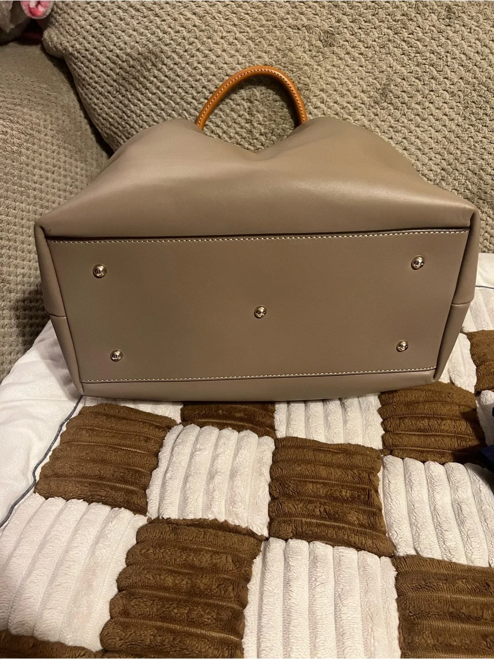 Dooney and Bourke Taupe Barlow in Smooth Leather Like New!